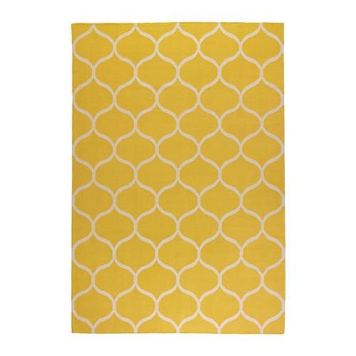 STOCKHOLM ковер, безворсовый ручная работа/сетчатый орнамент желтый