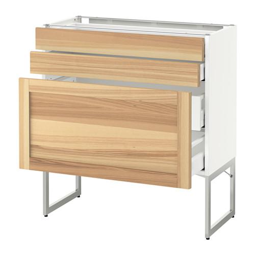 МЕТОД / МАКСИМЕРА Напольн шкаф 3фронт пнл/2низ/2ср ящ - белый, Торхэмн естественный ясень, 80x37x60 см МЕТОД / МАКСИМЕРА Напольн шкаф 3фронт пнл/2низ/2ср ящ - белый, Торхэмн естественный ясень, 80x37x60 см