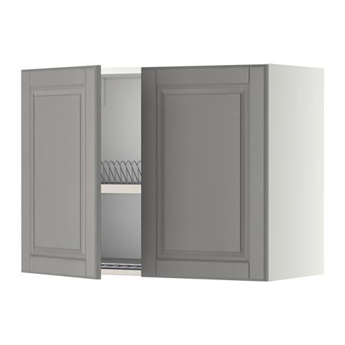 METOD навесной шкаф с посуд суш/2 дврц белый/Будбин серый 80x38.9x60 cm