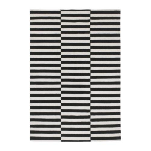 STOCKHOLM ковер, безворсовый ручная работа/в полоску черный/белый с оттенком 170x240 cm