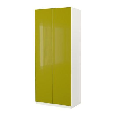 ПАКС Гардероб 2-дверный - Фардаль зеленый, белый, 100x37x236 см, плавно закрывающиеся петли