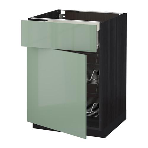 МЕТОД / ФОРВАРА Напольн шкаф с пров корз/ящ/дверью - под дерево черный, Калларп глянцевый светло-зеленый, 60x60 см МЕТОД / ФОРВАРА Напольн шкаф с пров корз/ящ/дверью - под дерево черный, Калларп глянцевый светло-зеленый, 60x60 см