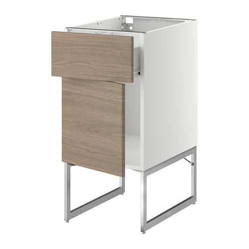 МЕТОД / ФОРВАРА Напольный шкаф с ящиком/дверью - 40x60x60 см, Брокхульт под грецкий орех светло-серый, белый