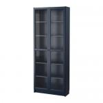 БИЛЛИ Шкаф книжный со стеклянными дверьми - темно-синий