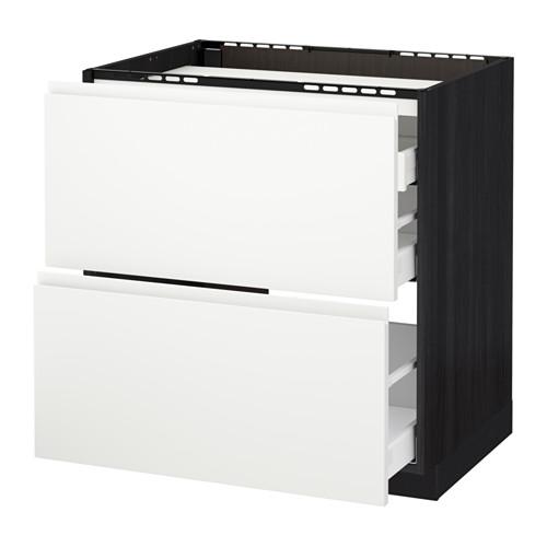 МЕТОД / МАКСИМЕРА Напольн шкаф/2 фронт пнл/3 ящика - под дерево черный, Воксторп белый, 80x60 см МЕТОД / МАКСИМЕРА Напольн шкаф/2 фронт пнл/3 ящика - под дерево черный, Воксторп белый, 80x60 см