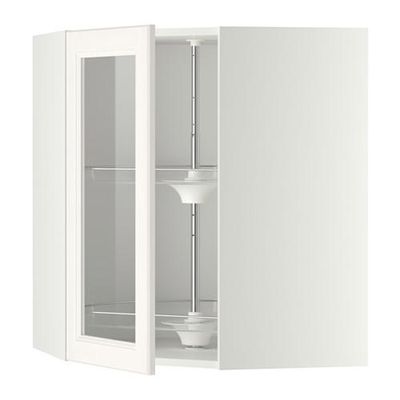 МЕТОД Углов навесн шк с врщ скц/сткл дв - 68x80 см, Лаксарби белый, белый