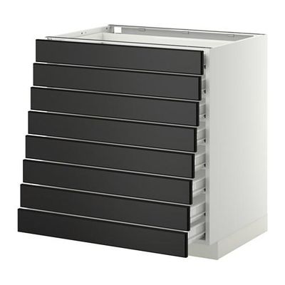 МЕТОД / ФОРВАРА Наполн шкаф 8 фронт/8 низк ящиков - 80x60 см, Лаксарби черно-коричневый, белый МЕТОД / ФОРВАРА Наполн шкаф 8 фронт/8 низк ящиков - 80x60 см, Лаксарби черно-коричневый, белый