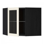 МЕТОД Углов навесн шк с полками/сткл дв - 68x60 см, Хитарп белый с оттенком, под дерево черный МЕТОД Углов навесн шк с полками/сткл дв - 68x60 см, Хитарп белый с оттенком, под дерево черный