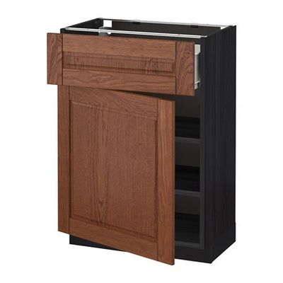 МЕТОД / ФОРВАРА Напольный шкаф с ящиком/дверью - 60x37 см, Филипстад коричневый, под дерево черный