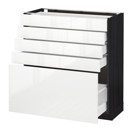 МЕТОД / МАКСИМЕРА Напольный шкаф с 5 ящиками - под дерево черный, Рингульт глянцевый белый, 80x37 см МЕТОД / МАКСИМЕРА Напольный шкаф с 5 ящиками - под дерево черный, Рингульт глянцевый белый, 80x37 см