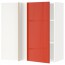МЕТОД Угловой навесной шкаф с полками - белый, Ерста глянцевый оранжевый, 88x37x80 см