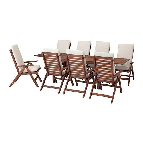 ЭПЛАРО Стол+8кресел,д/сада - Эпларо коричневая морилка/ФРЁСЁН/ДУВХОЛЬМЕН бежевый