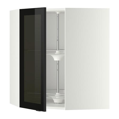 МЕТОД Углов навесн шк с врщ скц/сткл дв - белый, Ютис дымчатое стекло/черный, 68x80 см МЕТОД Углов навесн шк с врщ скц/сткл дв - белый, Ютис дымчатое стекло/черный, 68x80 см