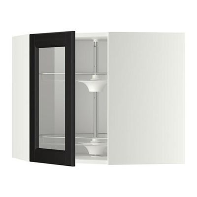 МЕТОД Углов навесн шк с врщ скц/сткл дв - 68x60 см, Лаксарби черно-коричневый, белый МЕТОД Углов навесн шк с врщ скц/сткл дв - 68x60 см, Лаксарби черно-коричневый, белый