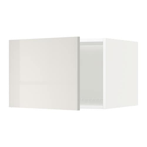 МЕТОД Верх шкаф на холодильн/морозильн - белый, Рингульт глянцевый светло-серый, 60x40 см