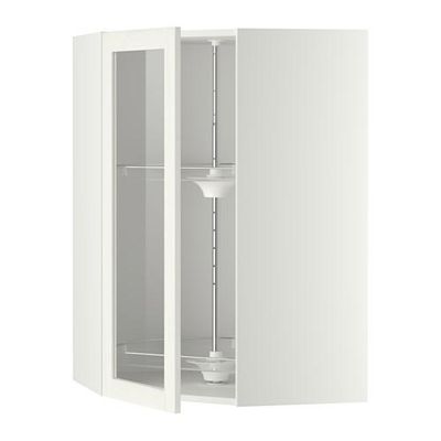 МЕТОД Углов навесн шк с врщ скц/сткл дв - 68x100 см, Росдаль белый ясень, белый