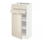 МЕТОД / МАКСИМЕРА Напольный шкаф с дверцей/2 ящиками - белый, Воксторп глянцевый светло-бежевый, 40x37 см МЕТОД / МАКСИМЕРА Напольный шкаф с дверцей/2 ящиками - белый, Воксторп глянцевый светло-бежевый, 40x37 см