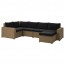 СОЛЛЕРОН Садовый угловой диван 4+1,табурет - коричневый/Холло черный