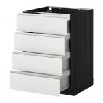 МЕТОД / ФОРВАРА Напольн шкаф 4 фронт панели/4 ящика - 60x60 см, Нодста белый/алюминий, под дерево черный