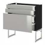 МЕТОД / ФОРВАРА Напольн шкаф 3фронт пнл/2низ/2ср ящ - 80x37x60 см, Гревста нержавеющ сталь, под дерево черный МЕТОД / ФОРВАРА Напольн шкаф 3фронт пнл/2низ/2ср ящ - 80x37x60 см, Гревста нержавеющ сталь, под дерево черный