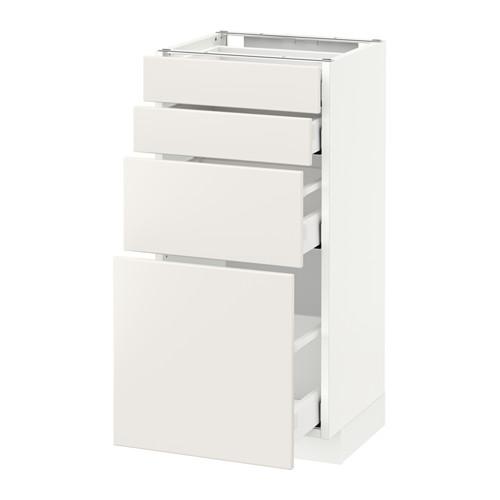 МЕТОД / МАКСИМЕРА Напольн шкаф 4 фронт панели/4 ящика - белый, Веддинге белый, 40x37 см