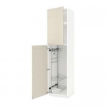 МЕТОД Выс шк с отд д/акс д/убрк - белый, Воксторп глянцевый светло-бежевый, 60x60x240 см МЕТОД Выс шк с отд д/акс д/убрк - белый, Воксторп глянцевый светло-бежевый, 60x60x240 см