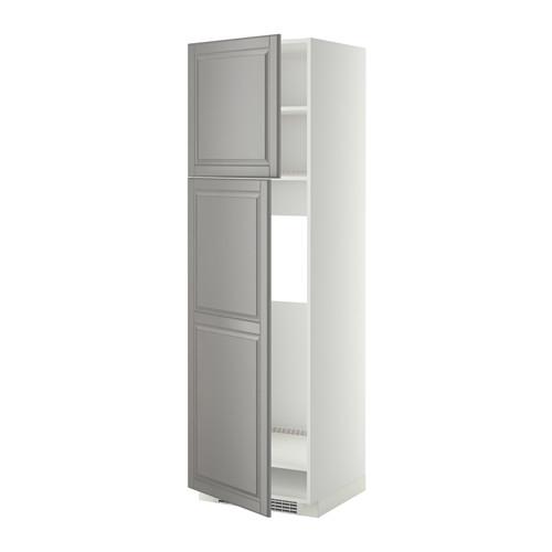 МЕТОД Высокий шкаф д/холодильника/2дверцы - белый, Будбин серый, 60x60x200 см