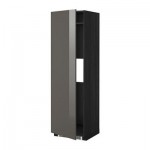 МЕТОД Выс шкаф д/холод или мороз, с дверц - Рингульт глянцевый серый, под дерево черный МЕТОД Выс шкаф д/холод или мороз, с дверц - Рингульт глянцевый серый, под дерево черный