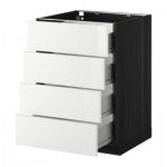 МЕТОД / ФОРВАРА Напольн шкаф 4 фронт панели/4 ящика - 60x60 см, Рингульт глянцевый белый, под дерево черный