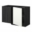 METOD угловой напольный шкаф с полкой черный/Хэггеби белый 128x68 см