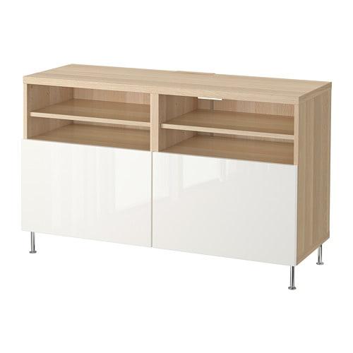 БЕСТО Тумба под ТВ, с дверцами - под беленый дуб глянцевый/белый БЕСТО Тумба под ТВ, с дверцами - под беленый дуб глянцевый/белый