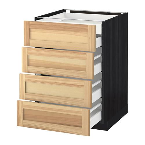 МЕТОД / МАКСИМЕРА Нплн шк 4фрнт/2нзк/3срд ящ - под дерево черный, Торхэмн естественный ясень, 60x60 см МЕТОД / МАКСИМЕРА Нплн шк 4фрнт/2нзк/3срд ящ - под дерево черный, Торхэмн естественный ясень, 60x60 см