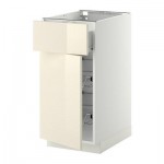 МЕТОД / ФОРВАРА Напольн шкаф с пров корз/ящ/дверью - 40x60 см, Рингульт глянцевый кремовый, белый