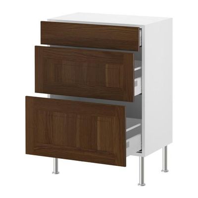 ФАКТУМ Напольный шкаф с 3 ящиками - Лильестад темно-коричневый, 80x37 см