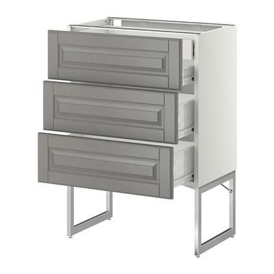 МЕТОД / ФОРВАРА Напольн шкаф 3фронт пнл/2низ/2ср ящ - 60x37x60 см, Будбин серый, белый МЕТОД / ФОРВАРА Напольн шкаф 3фронт пнл/2низ/2ср ящ - 60x37x60 см, Будбин серый, белый