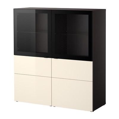 БЕСТО Комб для хран с дверц/ящ - черно-коричневый/Тофта