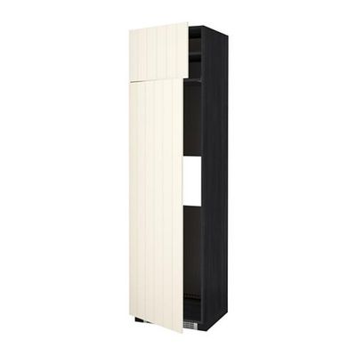 МЕТОД Выс шкаф д/холодильн или морозильн - 60x60x220 см, Хитарп белый с оттенком, под дерево черный