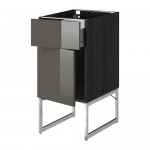 МЕТОД / ФОРВАРА Напольный шкаф с ящиком/дверью - 40x60x60 см, Рингульт глянцевый серый, под дерево черный МЕТОД / ФОРВАРА Напольный шкаф с ящиком/дверью - 40x60x60 см, Рингульт глянцевый серый, под дерево черный