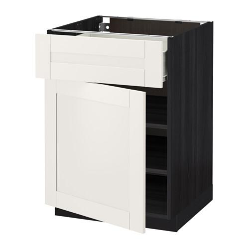 МЕТОД / ФОРВАРА Напольный шкаф с ящиком/дверью - под дерево черный, Сэведаль белый, 60x60 см МЕТОД / ФОРВАРА Напольный шкаф с ящиком/дверью - под дерево черный, Сэведаль белый, 60x60 см