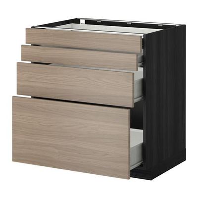 МЕТОД / ФОРВАРА Напольн шкаф 4 фронт панели/4 ящика - 80x60 см, Брокхульт под грецкий орех светло-серый, под дерево черный МЕТОД / ФОРВАРА Напольн шкаф 4 фронт панели/4 ящика - 80x60 см, Брокхульт под грецкий орех светло-серый, под дерево черный