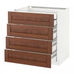 МЕТОД / МАКСИМЕРА Нплн шк 4фрнт/2нзк/3срд ящ - белый, Филипстад коричневый, 80x60 см