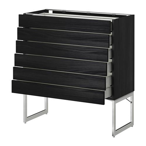 МЕТОД / МАКСИМЕРА Напольн шкаф 6фронт пнл/6 низ ящ - под дерево черный, Тингсрид под дерево черный, 80x37x60 см