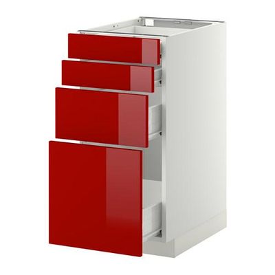 МЕТОД / ФОРВАРА Напольн шкаф 4 фронт панели/4 ящика - 40x60 см, Рингульт глянцевый красный, белый МЕТОД / ФОРВАРА Напольн шкаф 4 фронт панели/4 ящика - 40x60 см, Рингульт глянцевый красный, белый