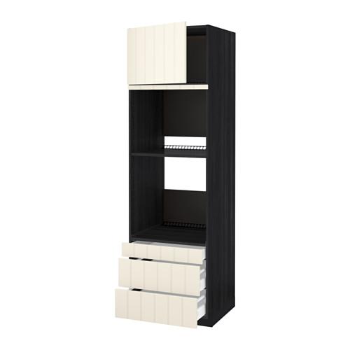 МЕТОД / МАКСИМЕРА Выс шкаф д/дхвк/комб дхвк+двр/3ящ - под дерево черный, Хитарп белый с оттенком, 60x60x200 см МЕТОД / МАКСИМЕРА Выс шкаф д/дхвк/комб дхвк+двр/3ящ - под дерево черный, Хитарп белый с оттенком, 60x60x200 см