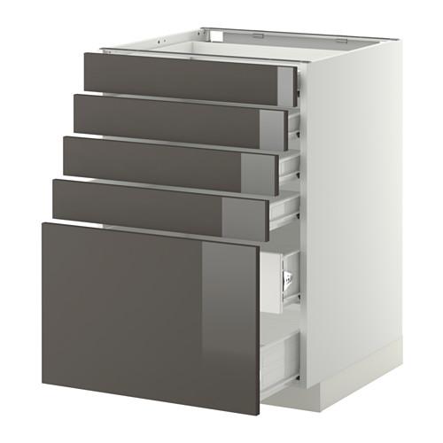 МЕТОД / ФОРВАРА Нплн шк 5фронт/4нзк/2срд ящ - белый, Рингульт глянцевый серый, 60x60 см МЕТОД / ФОРВАРА Нплн шк 5фронт/4нзк/2срд ящ - белый, Рингульт глянцевый серый, 60x60 см