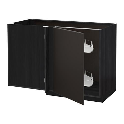 МЕТОД Угловой напол шкаф с выдвижн секц - под дерево черный, Кунгсбакка антрацит МЕТОД Угловой напол шкаф с выдвижн секц - под дерево черный, Кунгсбакка антрацит
