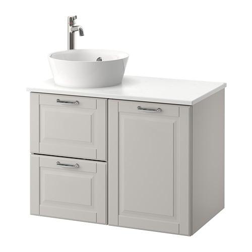 ГОДМОРГОН/ТОЛКЕН / КАТТЕВИК Шкаф со столешницей 40см раковина - Кашён светло-серый