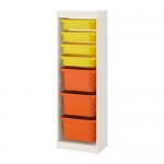ТРУФАСТ Комбинация д/хранения+контейнерами - белый/желтый оранжевый