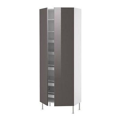 ФАКТУМ Высокий шкаф с ящиками/полками - Абстракт серый, 80x211x37 см