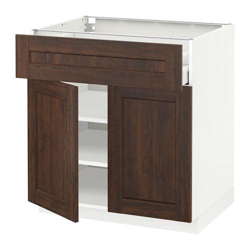 МЕТОД / МАКСИМЕРА Напольный шкаф+ящик/2дверцы - белый, Эдсерум под дерево коричневый, 80x60 см МЕТОД / МАКСИМЕРА Напольный шкаф+ящик/2дверцы - белый, Эдсерум под дерево коричневый, 80x60 см
